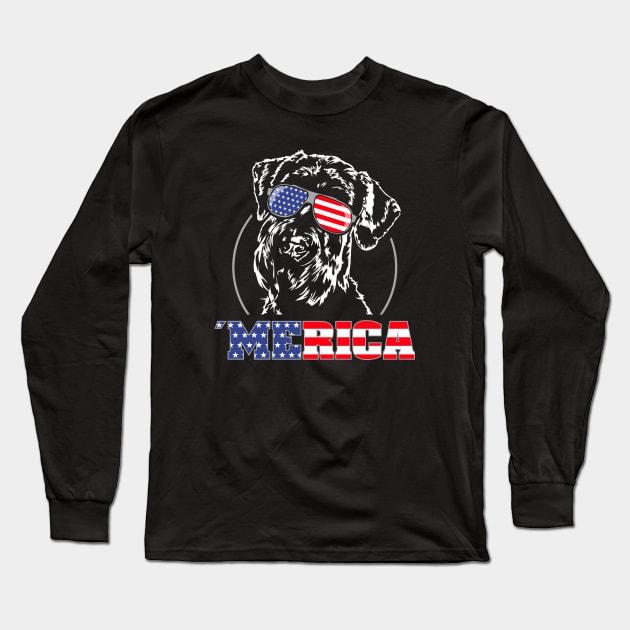 Giant Schnauzer American Flag Merica patriotic dog Long Sleeve T-Shirt by wilsigns